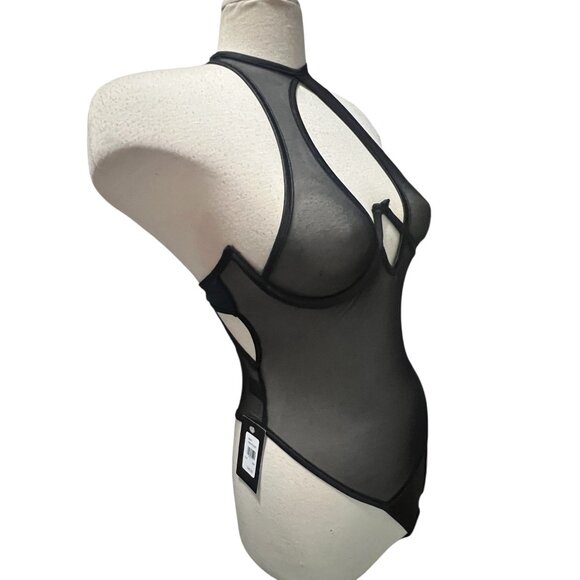 Fredericks of Hollywood NWT Macy Underwire Faux Leather Mesh Teddy Sz Small/Medi - Picture 7 of 16
